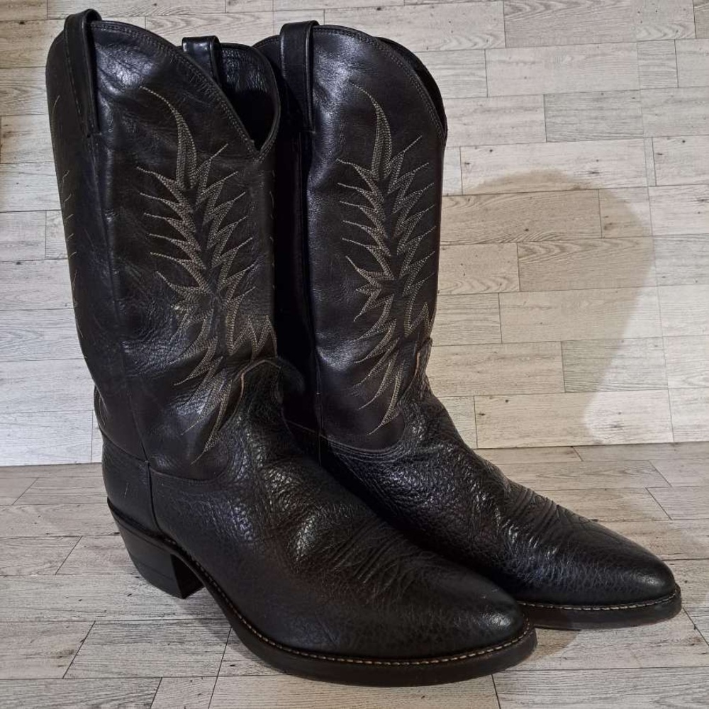 Men's Dan Post Milwaukee Western Black Leather Rodeo Cowboy Boots Size 14 - Picture 2 of 10
